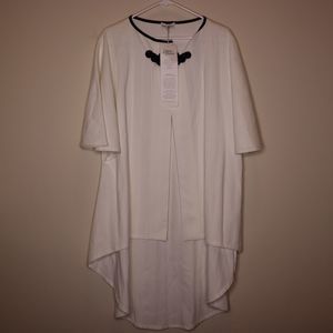 Laura Tanzer NWT Mandarin capelet white 100% cotton. Made in USA-Sz M